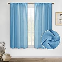 Vista 57 de DWCN Cortinas transparentes de lino sintético blanco, con bolsillo para barra, cortinas de gasa semi texturizada, para dormitorio, sala de estar