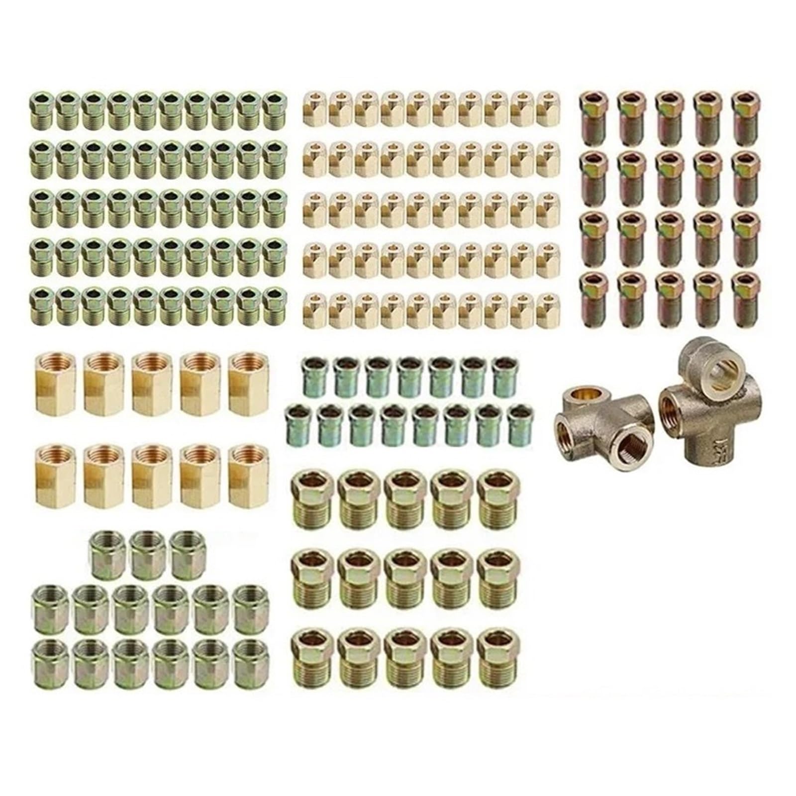 Wąż silnika 162 szt. złączki przewodów hamulcowych, nakrętki, złączki, śruba, adapter męski/żeński, 3-drożny, 10 mm x 1 mm, 3/8" 7/16" 24 wąż próżniowy