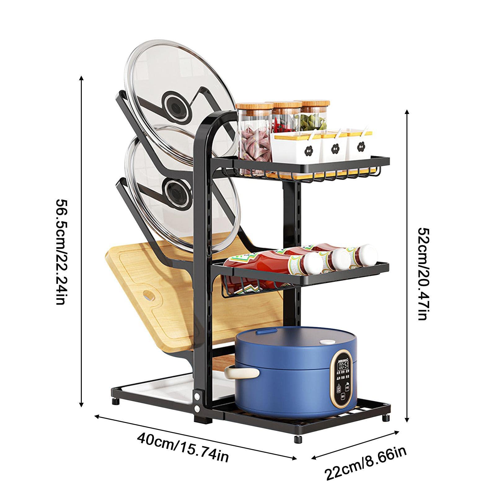 Organizer per pentole e padelle per armadietti, organizer a più livelli per armadietti, organizer per organizzare la casa, indispensabile per organizzare la casa, piano di lavoro regolabile | Cucina per Asciugamano, Coperchi, Utensili, Portacoperchi, Arma