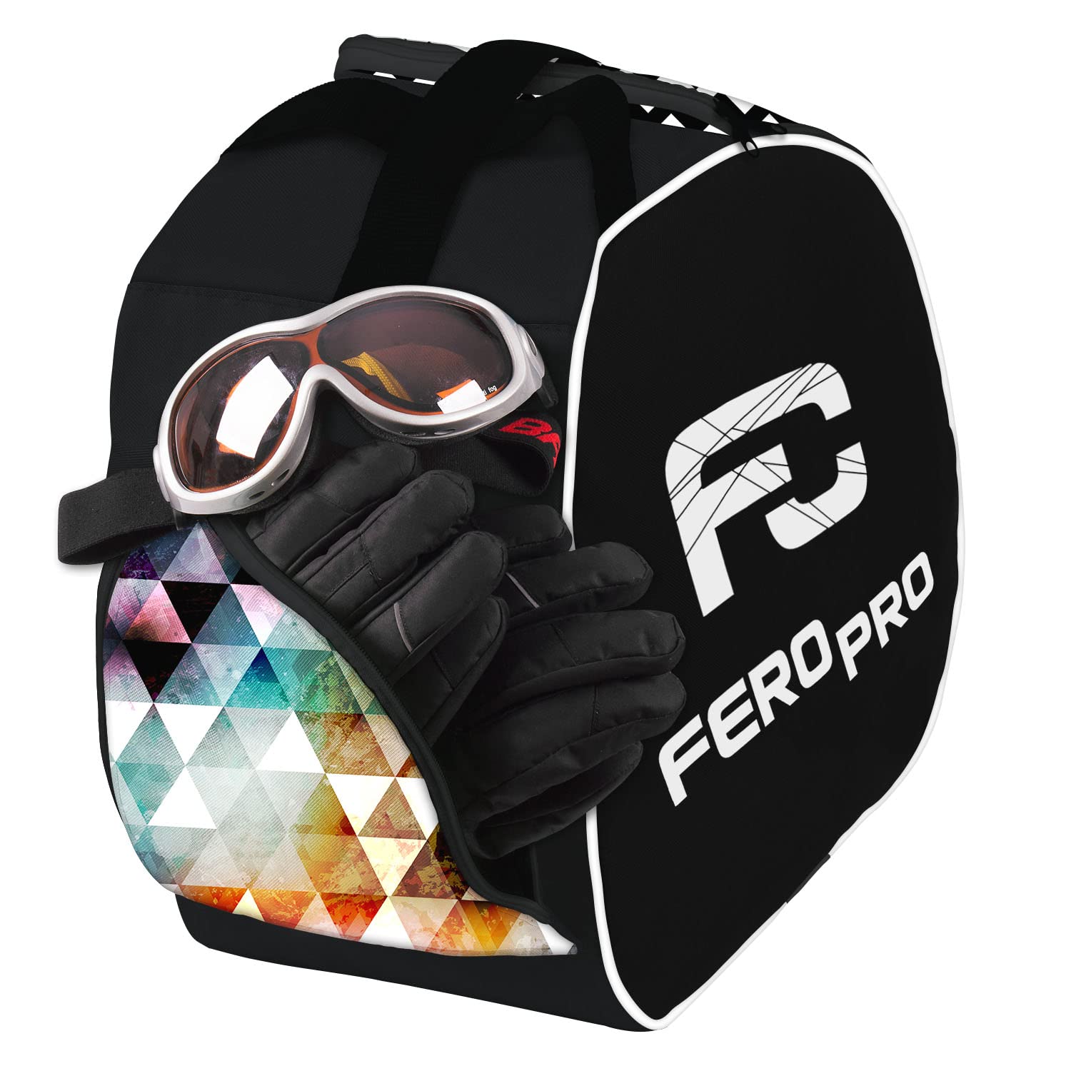 Ferocity SKI SNOWBOARD pokrowiec premium na buty narciarskie, pojemna torba na kask, akcesoria, łyżwy, rolki, gogle, wodoodporny ochraniacz na akcesoria snowboardowe, trójkąty [054]