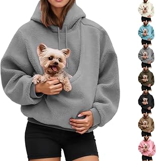 Pet Care Hoodie Fleece Petcare Hoodie Pet Carrier Hoodies Kangaroo Pouch Hoodies with Dog Cat Pouch For Women