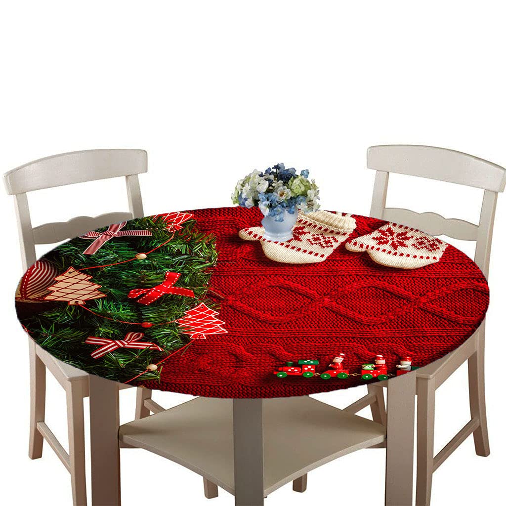 Decorative Round Tablecloth Cover for 47inch Christmas Dining Table Gloves-picture-10