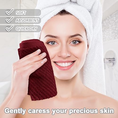 Vista 133 de VOOVA & MOVAS Toallas verdes para baño, 100% algodón, de secado rápido, ligeras, gruesas, suaves, juego de toallas de 6 piezas, 2 baños grandes