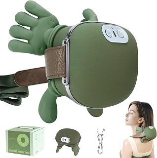 Masajeador de cuello y hombros mejorado, masaje Shiatsu portátil de espalda en forma de mano, masajeador de tejido profundo 4D con calor para aliviar el dolor y relajarse muscular, regalos