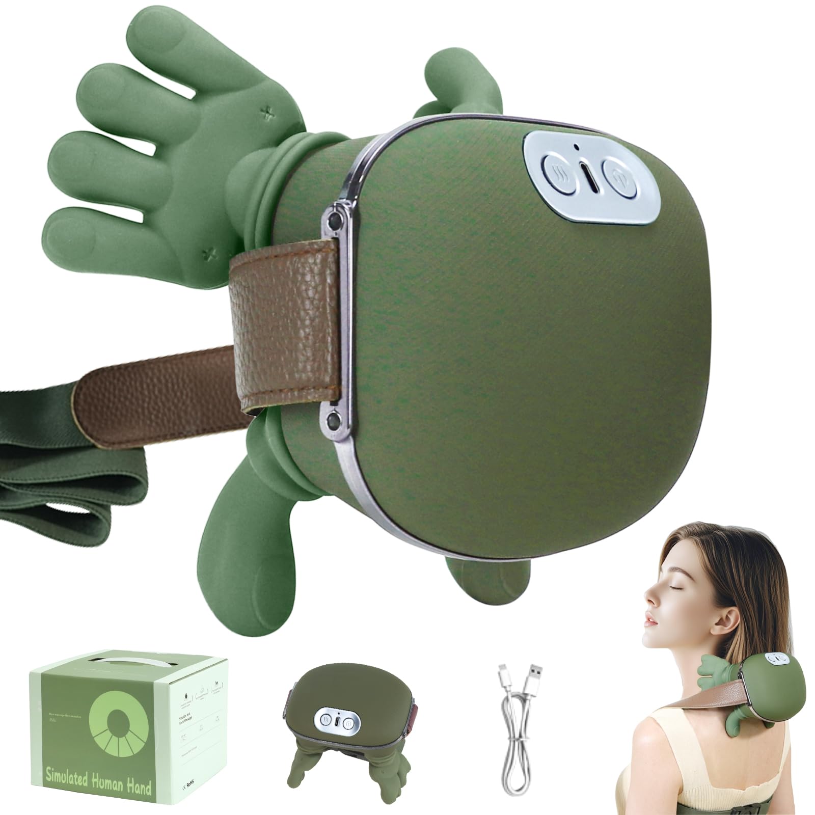 Neck and Shoulder Massager, Handheld Portable Shiatsu Back Massager, 4D Deep Tissue Massager with Heat for Pain Relief and Muscle Relaxation, Christmas Gifts