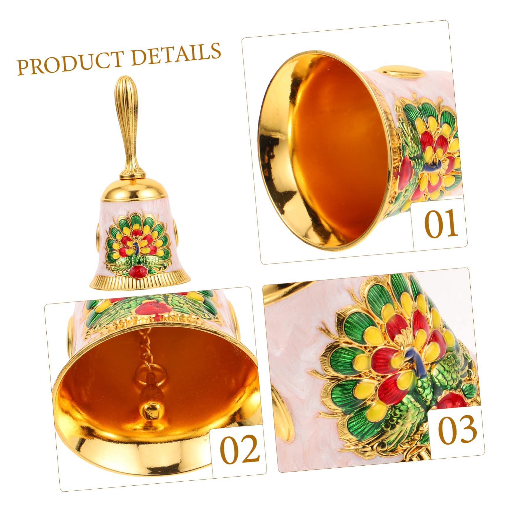 Levemolo Vintage Gold Hand Bell Sturdy Alloy Material Ring Bell for Service Sign Restaurant Bar Hotel Use Pet Training