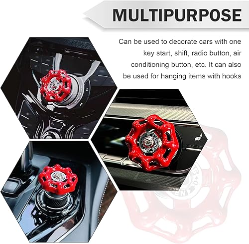 Miniatura 7 de Decoración de perilla giratoria de metal para automóvil, cubierta protectora para botón de encendido del motor de radio y aire acondicionado del