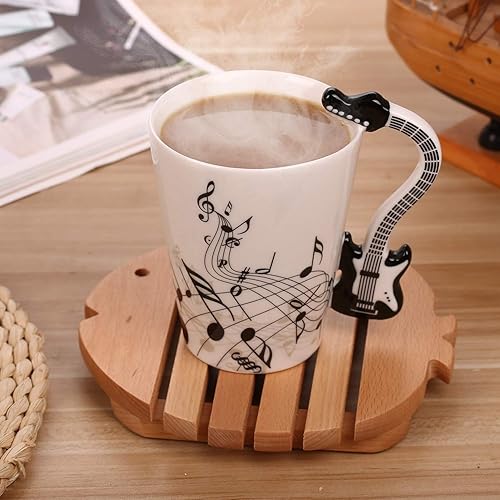 Miniatura 4 de Taza de guitarra de 12.9 onzas, nota musical, té, café, leche, guitarra de cerámica, taza de música, regalos para guitarristas, músicos, regalo para
