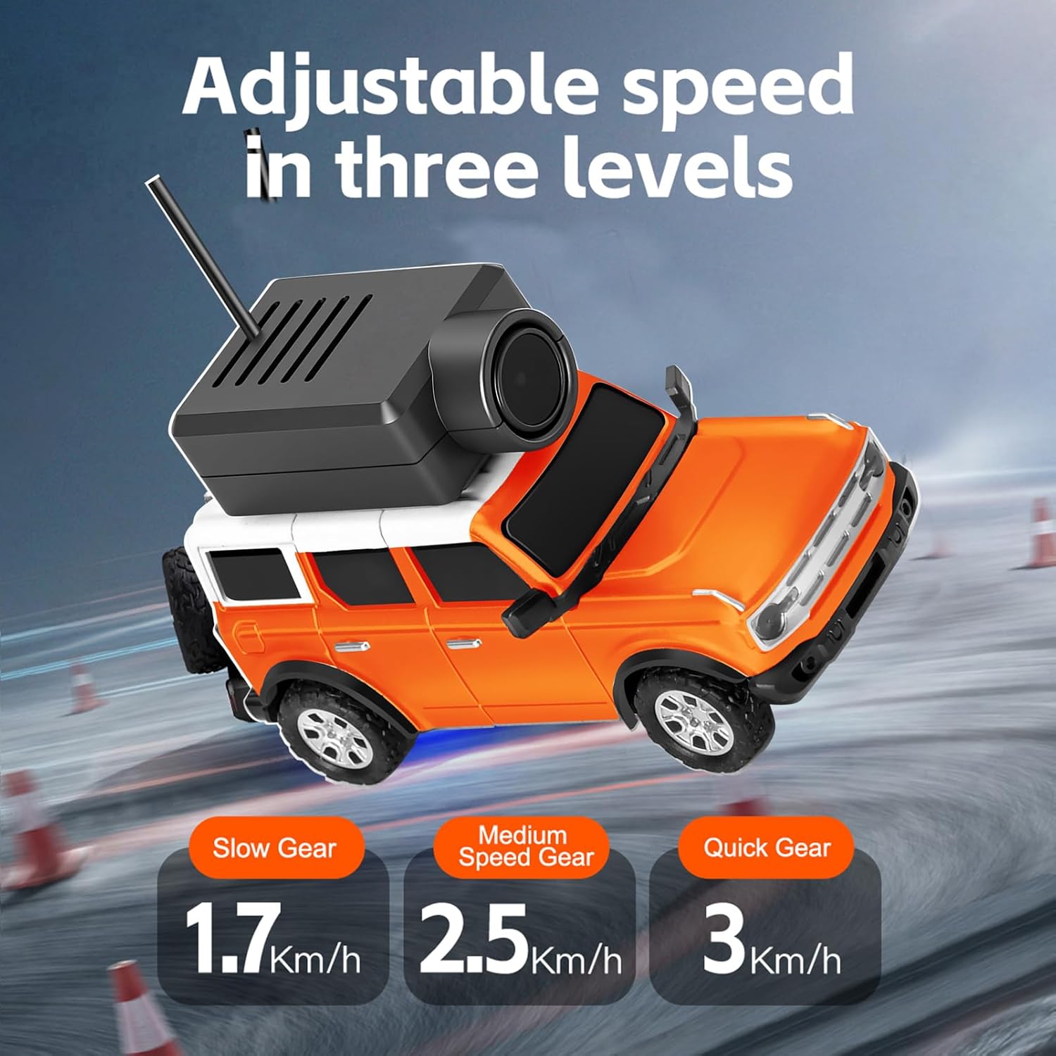 WLtoys Mini RC Car, 1:64 Scale FPV RC Drift Car with 720P HD Camera, WiFi App Control with Gyro First Person Perspective Mini Racing Toys for Teens and Adults(Orange)