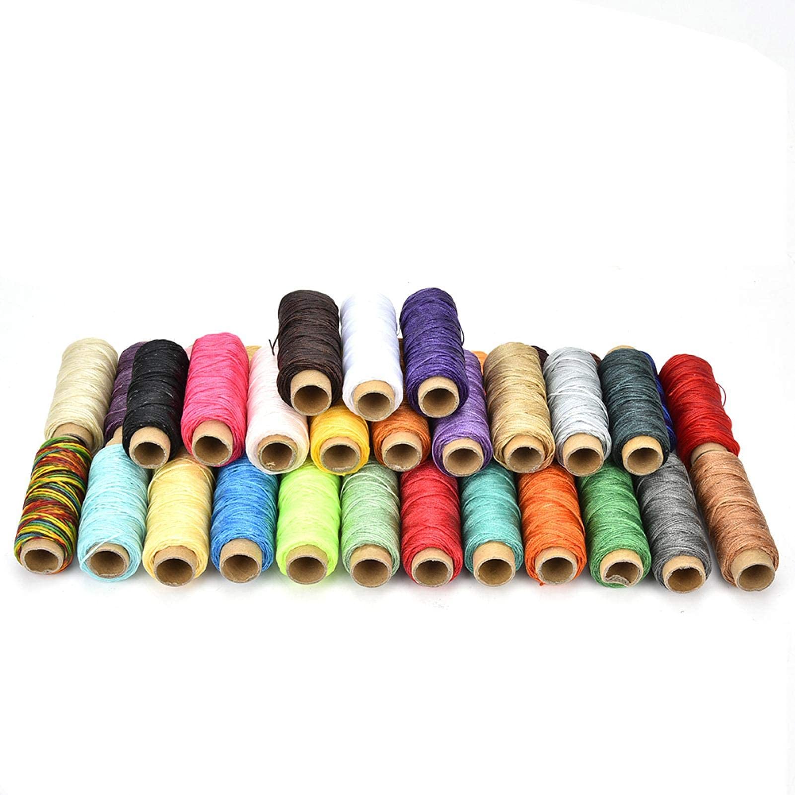 36 colores de piel con cable encerado, hilo encerado de piel 150D para artesanía de cuero, bricolaje costura artesanal, 50 metros/rollo