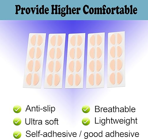 Miniatura 3 de 20 pares de almohadillas de nariz para lentes, almohadillas de espuma suave para la nariz, almohadillas adhesivas antideslizantes de silicona para