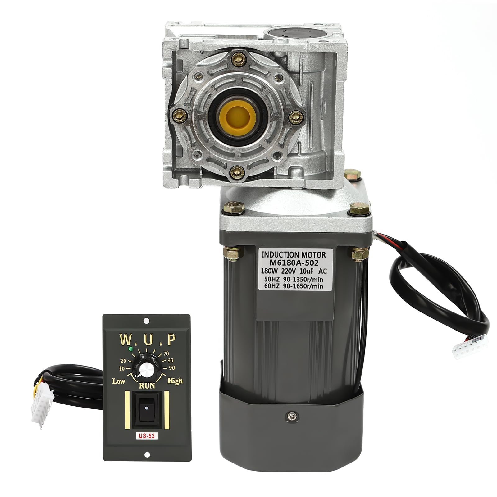 Motoriduttore a vite senza fine da 180 W, con regolatore di velocità, corrente alternata 0-27 giri/min, coppia 35 NM, per fresatrici, macchine da stampa, officine di produzione
