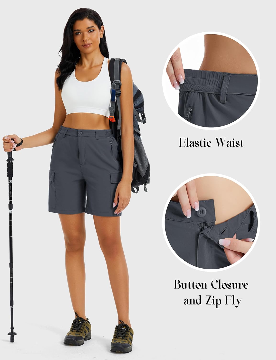 MAGCOMSEN Women's 7" Hiking Cargo Shorts Quick Dry Lightweight Golf Athlectic Casual Trendy Shorts with 5 Pockets - Image 6