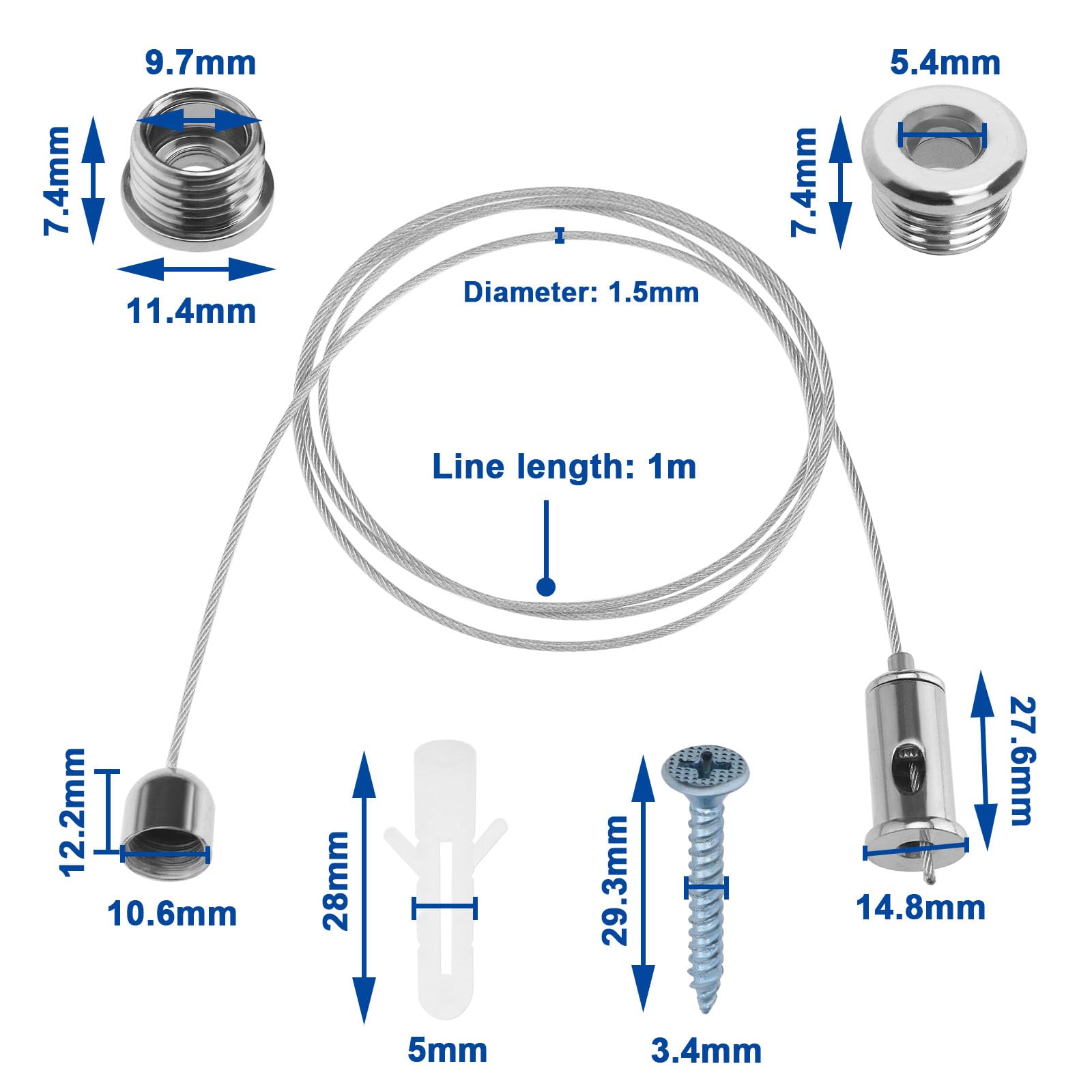 ECSiNG 10 Sets Lighting Suspension Kit Ceiling Hanging Wire Cable Kit Pendant Light Wire Rope Cable Heavy Duty Chandelier Wire Adjustable Light Suspension - Image 4