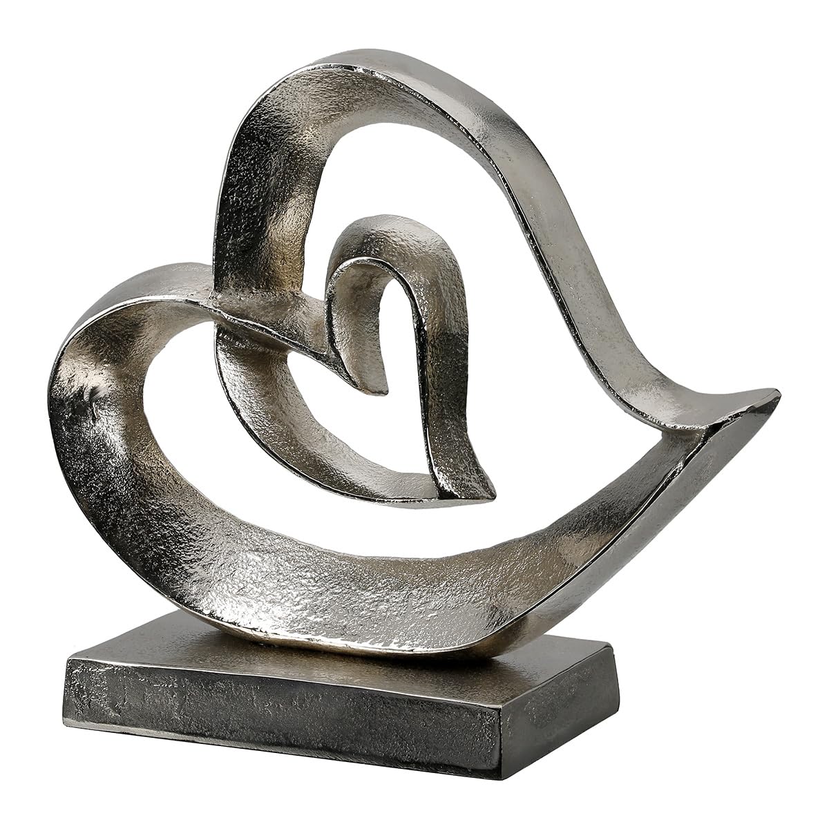 GILDE Stand Relief Heart Aluminium Antique Finish Silver Heart Shape Height 25 cm x Width 29 cm