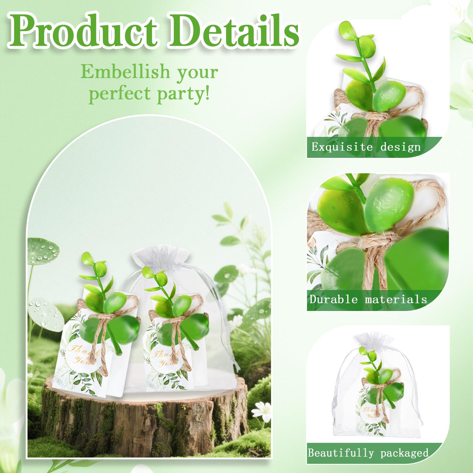 50 pezzi di sapone fatto a mano, regalo di nozze, eucalipto naturale, sapone fatto a mano, regali di ringraziamento per la sposa, baby shower, feste, decorazioni da giardino primaverili con