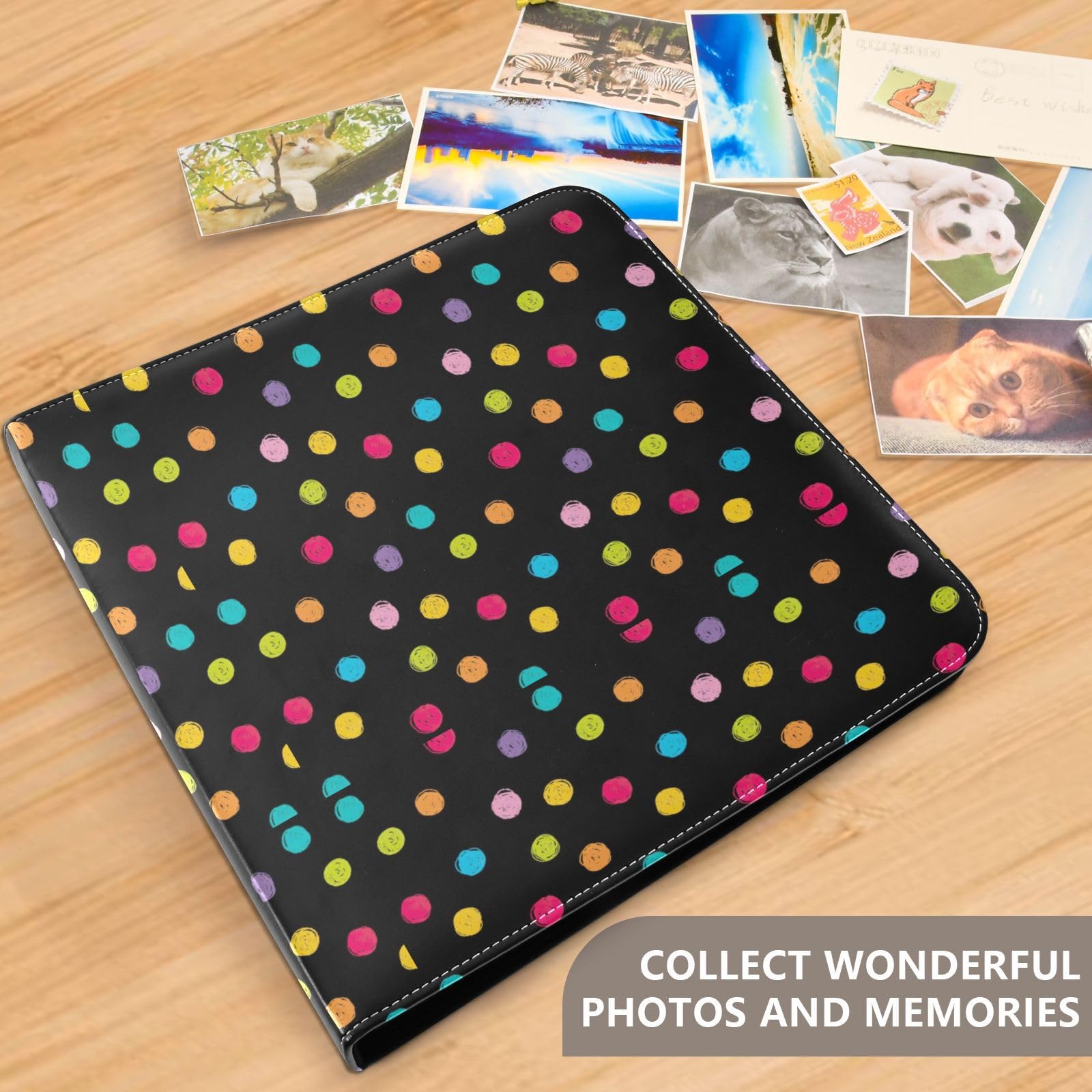 Crayon Polka Dots Schwarz Muster Fotoalbum Fotobuch Selbstklebend Fotoalben Buch Bilderalben 4x6