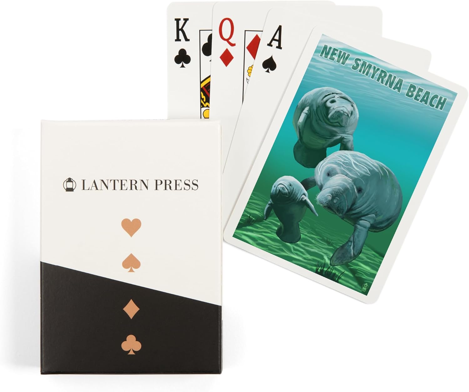 Lantern Press New Smyrna Beach, Florida, Manatees, 52 Playing Cards for Adults, Poker Size Card Deck