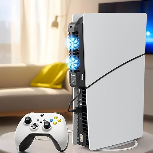 Miniatura 7 de Nepagz Ventilador de refrigeración para consola PS5 Slim (digitaldisco), ventilador silencioso mejorado con 3 ventiladores ajustables, enfriador PS5