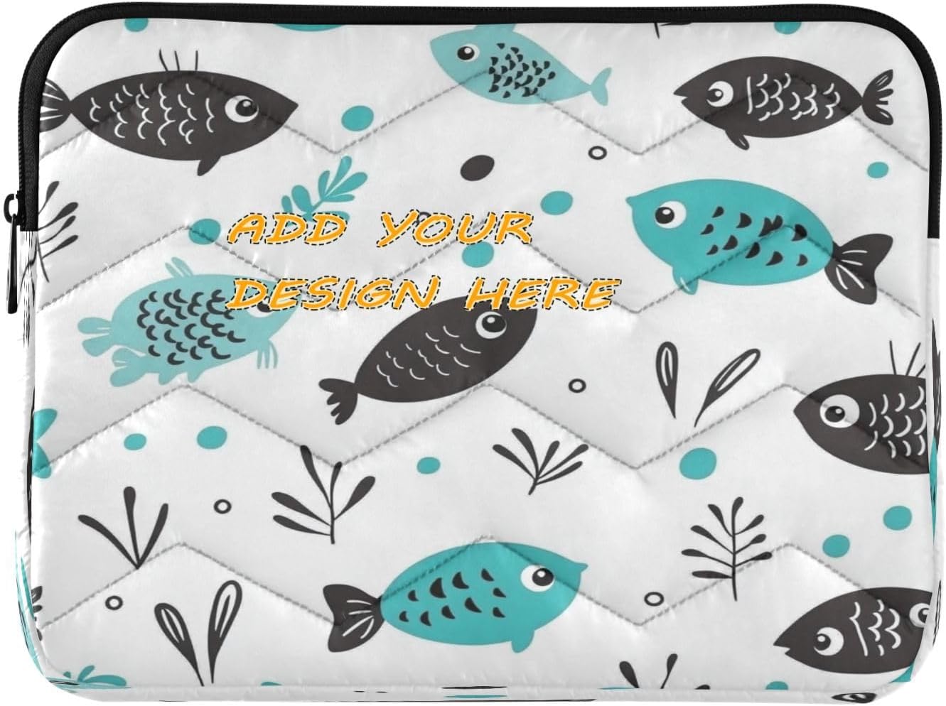 Custom Name Photo 13-14 Inch Computer Case Cartoon Cute Black Green Fish Personalized Computer Bag with Zipper for Men Women von holzhausen