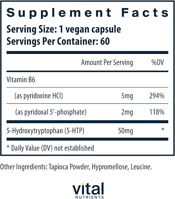 Vital Nutrients 5-HTP 50mg (5-hydroxytryptophan), 60 Capsules