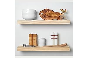 Homeforia Rustic Farmhouse Floating Shelves, Home Wall Decor - Set of 2