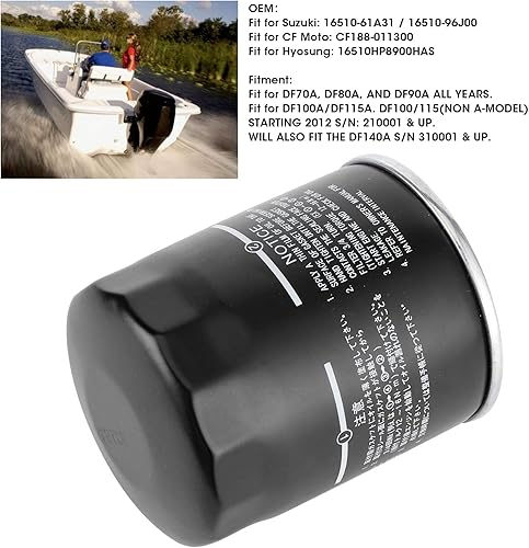 Miniatura 4 de Reemplazo del filtro de aceite, filtro de aceite fuera de borda 1651061A31 16510-96J00 Cuatro tiempos del motor del motor de repuesto para DF70A