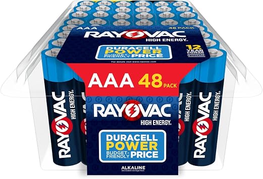 Rayovac High Energy AAA Batteries 48 Pack, Alkaline Triple A Batteries