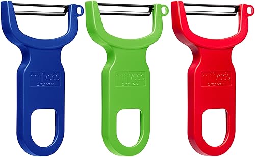 Millvado Pelador de verduras, peladores afilados de fabricación suiza para cocina, juego de 3 peladores en Y para papas, pelador de manzana,
