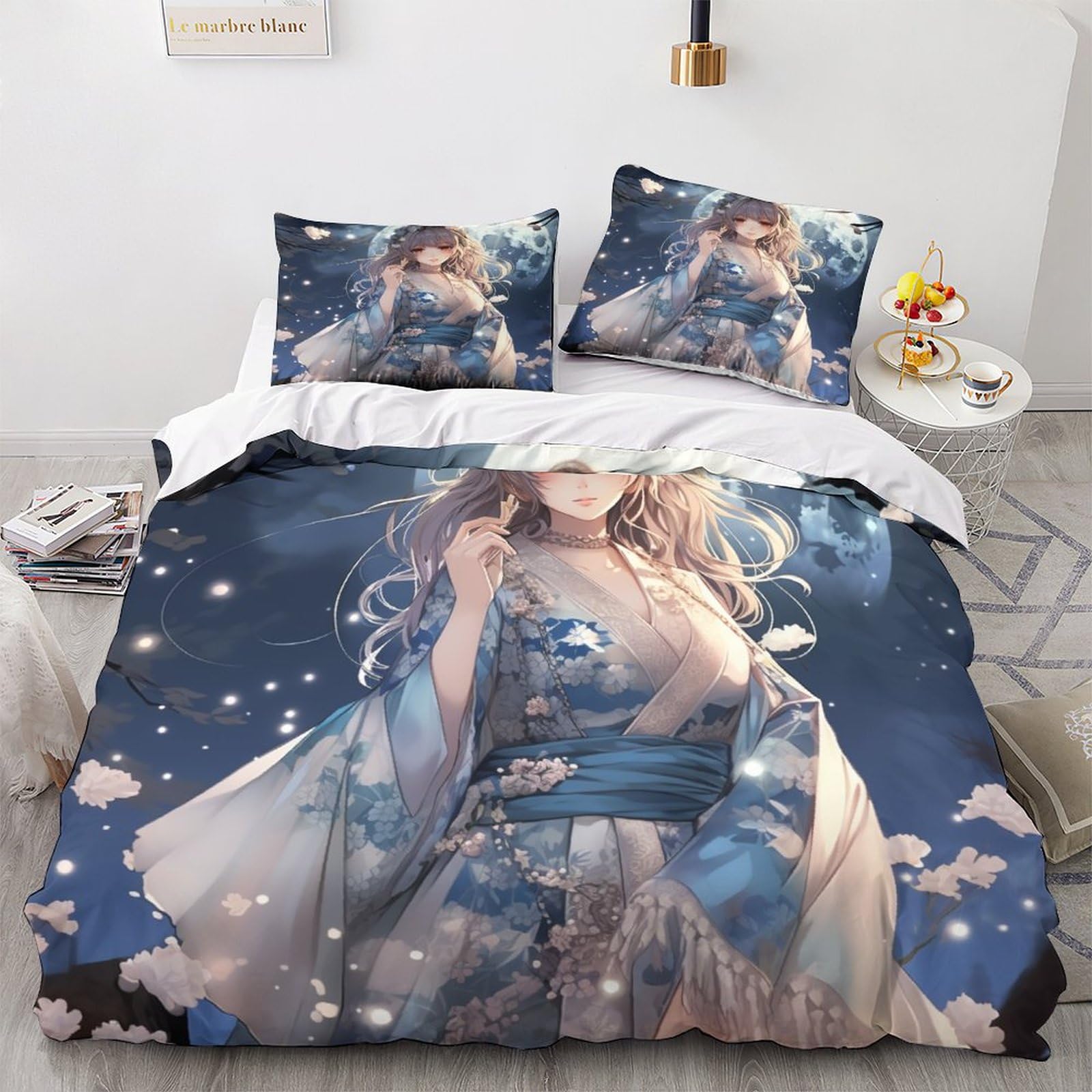 Housse de couette dessin animé 3D fleur et linge de lit microfibre pour chambre enfant et adulte