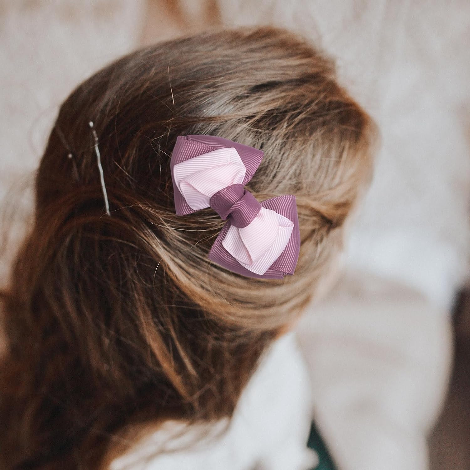 Summer-Ray Grosgrain Ribbon Hair Bows for Girls – Set of 6 Handmade Alligator Clip Bows in Pink, Mauve & Lilac – Hair Accessories for Kids & Girls image 5