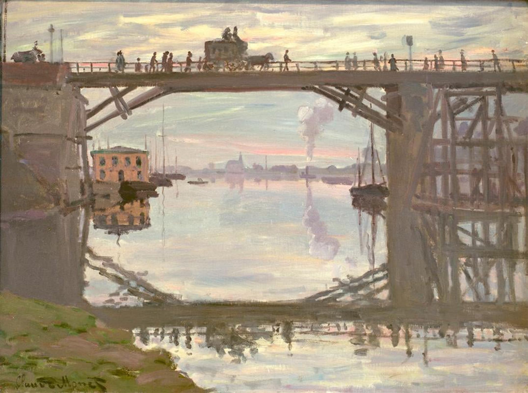 ARTXLXXBN Famous Painting Canvas Artwork Graffiti Print the Wooden Bridge by Claude Monet Portrait Canvas Image for Home Decor 60x90cm
