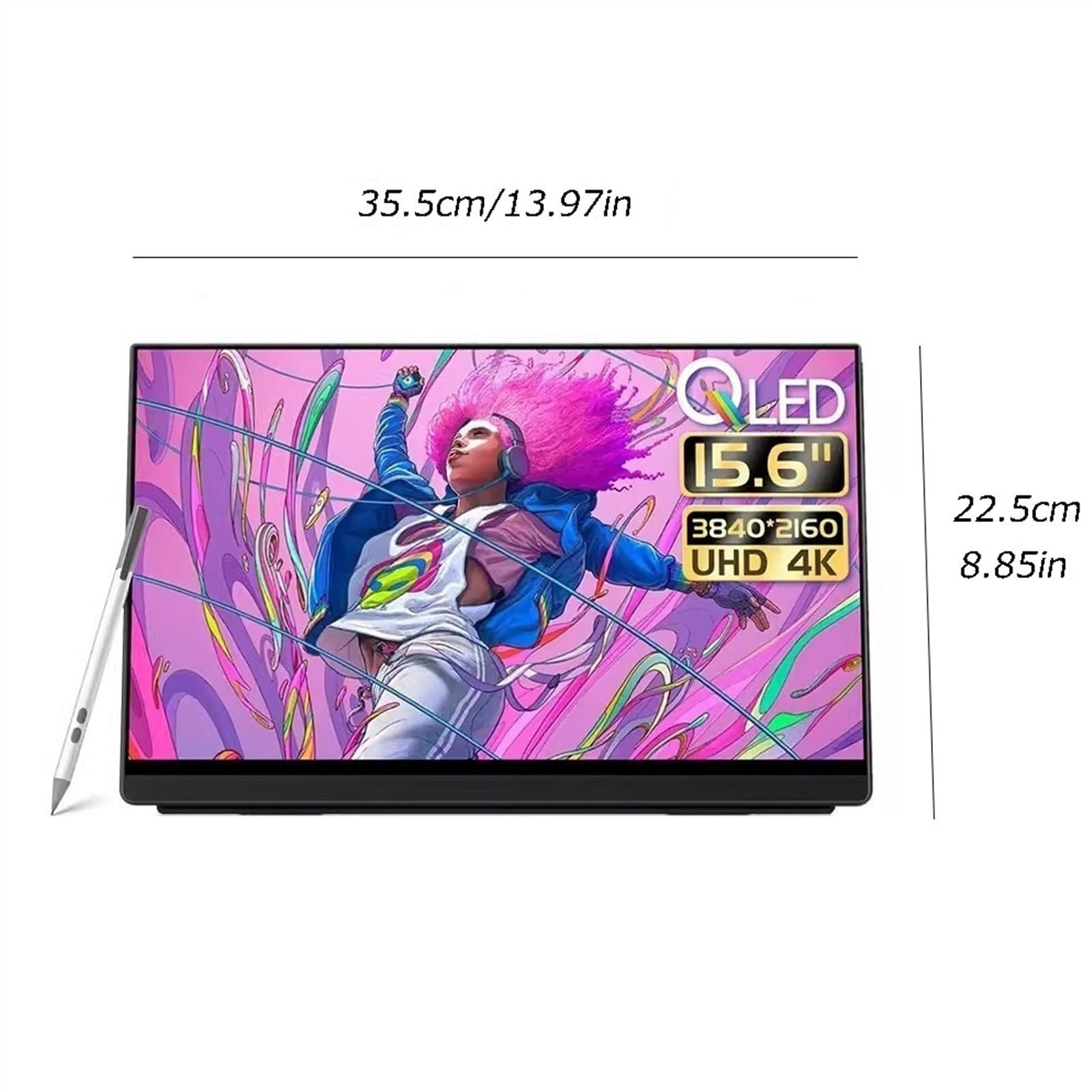 Monitor Portatile Display del Computer Monitor HDR 4K da 15,6 pollici Schermo esterno IPS secondario multifunzionale Risoluzione 3840 * 2160 Schermo di espansione host di giochi for ufficio Schermo pe