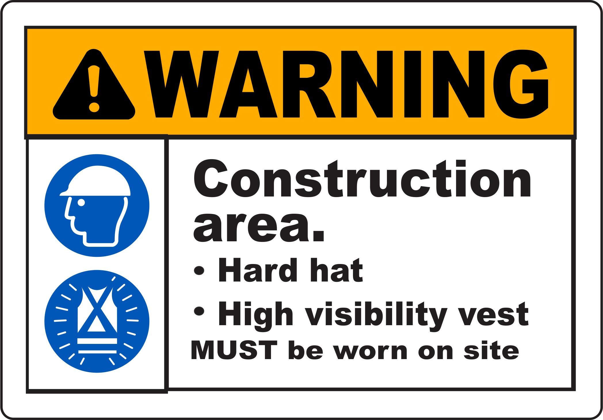 INDIGOS UG - Pegatinas - Seguridad - Advertencia - Construcción Area PPE Sign 254 mm x 177 mm - Oficina - Empresa - Escuela