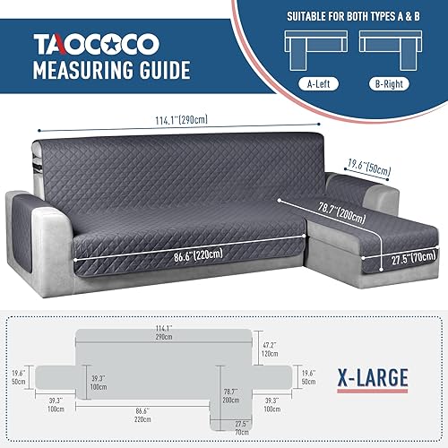 Miniatura 4 de TAOCOCO Funda impermeable en forma de L para sofá seccional, 1 funda reversible para sofá para mascotas con diván para sofá seccional en forma de L