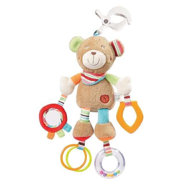 Fehn oso de actividades - juguete para desarrollar la motricidad para cochecitos, cunas y sillas de bebé - para morder, agarrar y hacer ruido - Para bebés y niños pequeños a partir de 0 meses