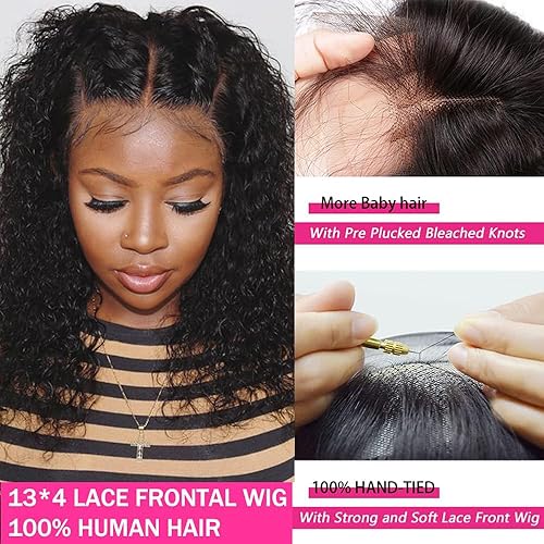 Miniatura 2 de Arlalgce Pelucas de cabello humano ondulado con encaje frontal transparente HD de 13 x 4 pulgadas, pelucas de cabello humano rizado profundo,