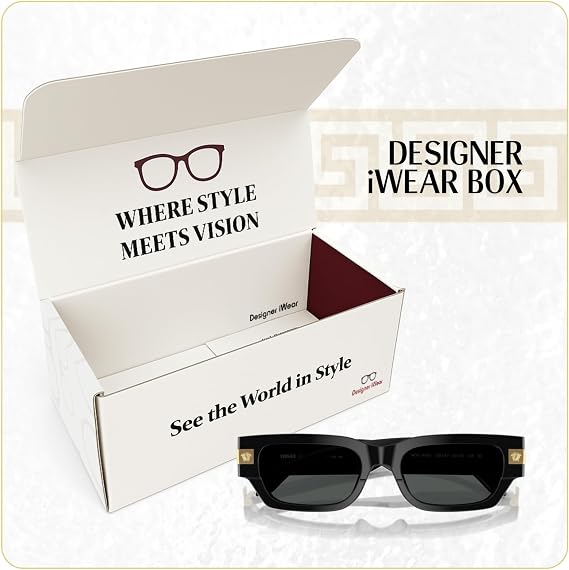 Versace VE4465 Rectangular Sunglasses for Men | In Havana, Top Black/Red Havana & Top Black/White. Bonus kit: cleaning spray, cloth, screwdriver & mirror.