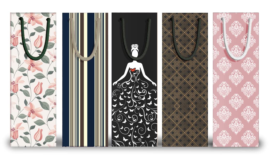 Dovetail Wine & Bottle Gifting Paper Carry Bags, In Elegant & Attractive Designs, Gifting For All Occasions, Parties - Diwali, Christmas, Anniversaries. House Warming, Size 14X5 Inchs, 250 GSM Art Card, 2 Bags Each of 5 Designs (B0B2DRC6FC) Amazon Price History, Amazon Price Tracker