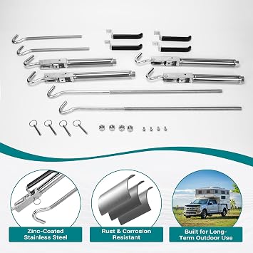 Heavy Duty Truck Camper Tie Downs Turnbuckles, Premium Turnbuckle Tie Down Set for Slide-in Camper, Designed for Truck Camper Tie Downs
