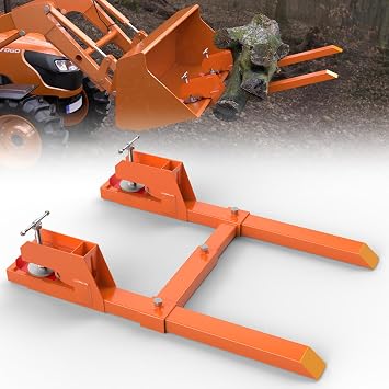 New Upgraded Clamp on Pallet Forks with Non-Slip Pad & Tongue, 45 Total Length 2000LBS Tractor Bucket Forks, Orange Single Screw Design Quick Attach Pallet Forks Attachment for Tractor Bucket
