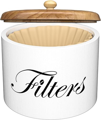 Miniatura 8 de Soporte de Filtro de Café en Cesta Marrón con Tapa - Envase de Almacenamiento Redondo para Mostrador - Accesorios de Barra de Café Decoración