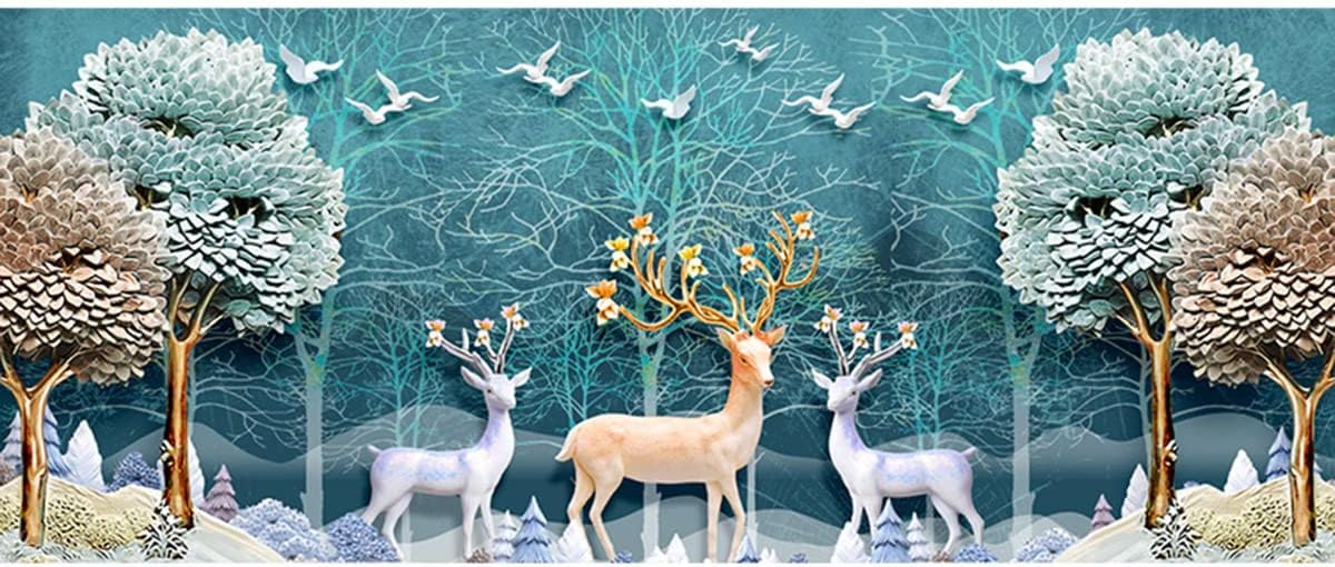 Instarry DIY 5D Diamond Painting Large Size Full Drill Deer and Tree Cross Stitch Mosaic Room Decor 47.2x21.7 inch