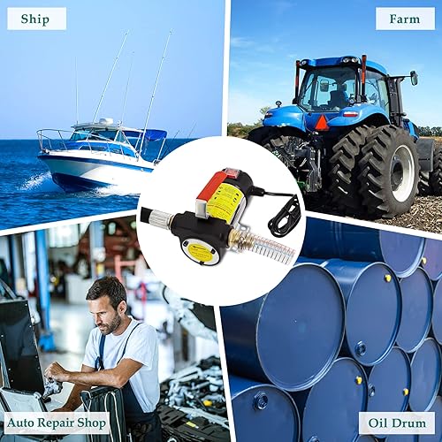 Miniatura 8 de Bomba de transferencia de combustible de 12 voltios, bomba de transferencia diésel con manguera de succión y boquilla de bomba de combustible, bomba