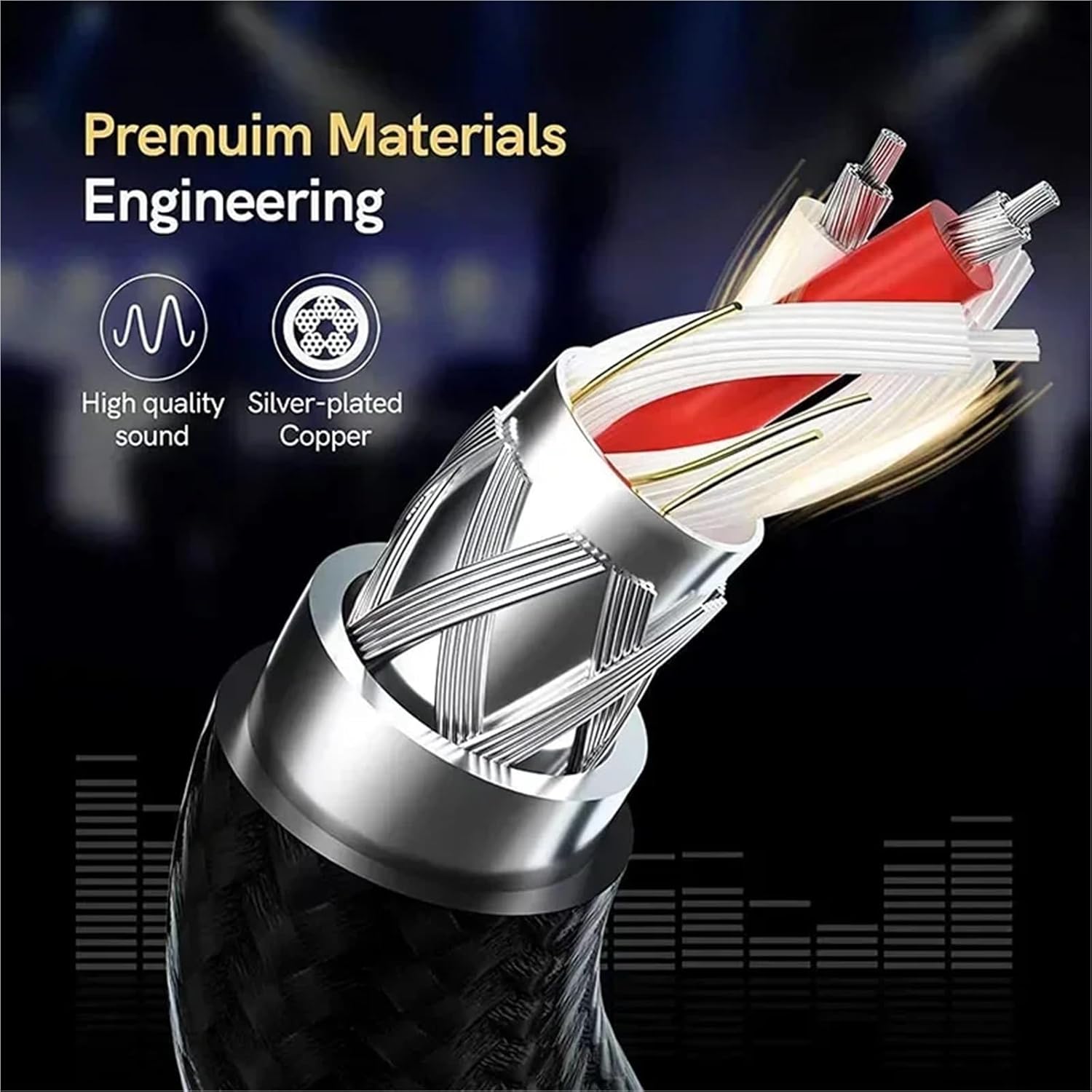 Silver Plated RCA to 2RCA Male to Male Audio Cable for Subwoofer Amplifier AV Receiver TV Speakers CD/DVD Player HDTV Mixer Etc(2m)