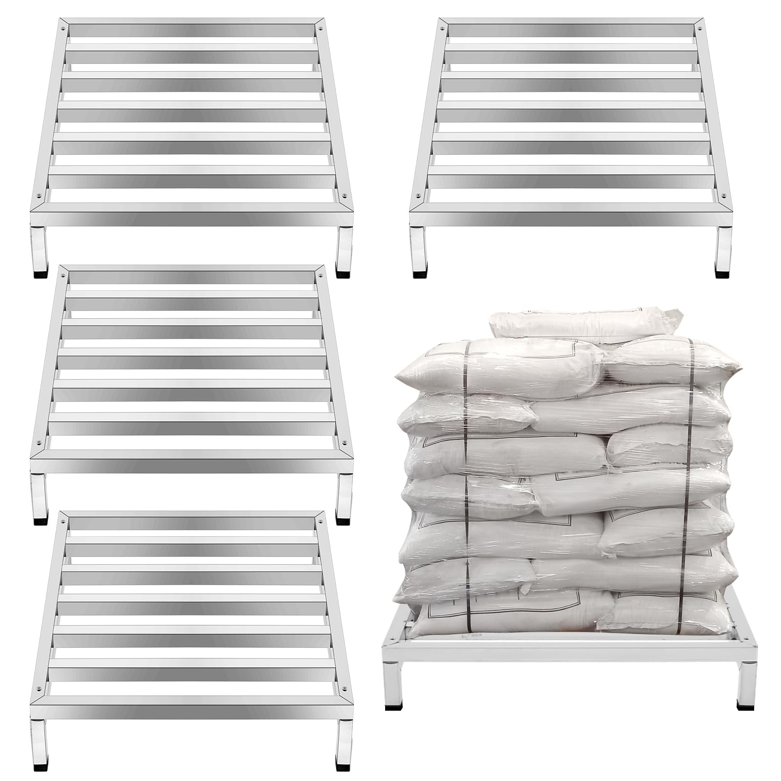 MorningRo 4 Pack Dunnage Rack 23.6" Long x 23.6" Wide, 3.9" Height