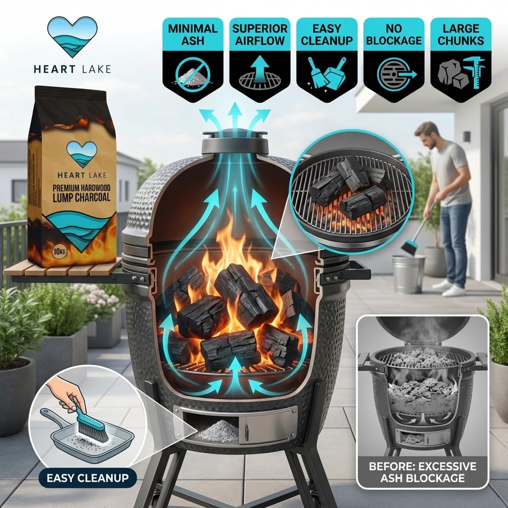 Heart Lake Premium Hardwood Lump Charcoal, 100% Natural BBQ Charcoal, 8 kg - 4