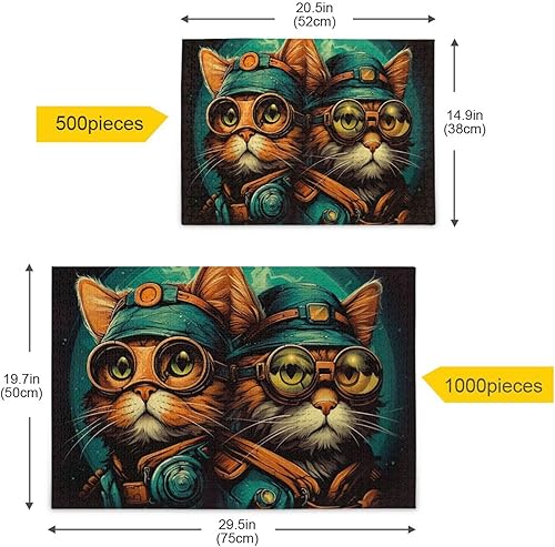 Miniatura 5 de Funny Cat Jigsaw Puzzles for Adults 1000 Pieces,Colorful Puzzle with Mesh Storage Bag,Learning Educational Puzzles for Gift 2011305