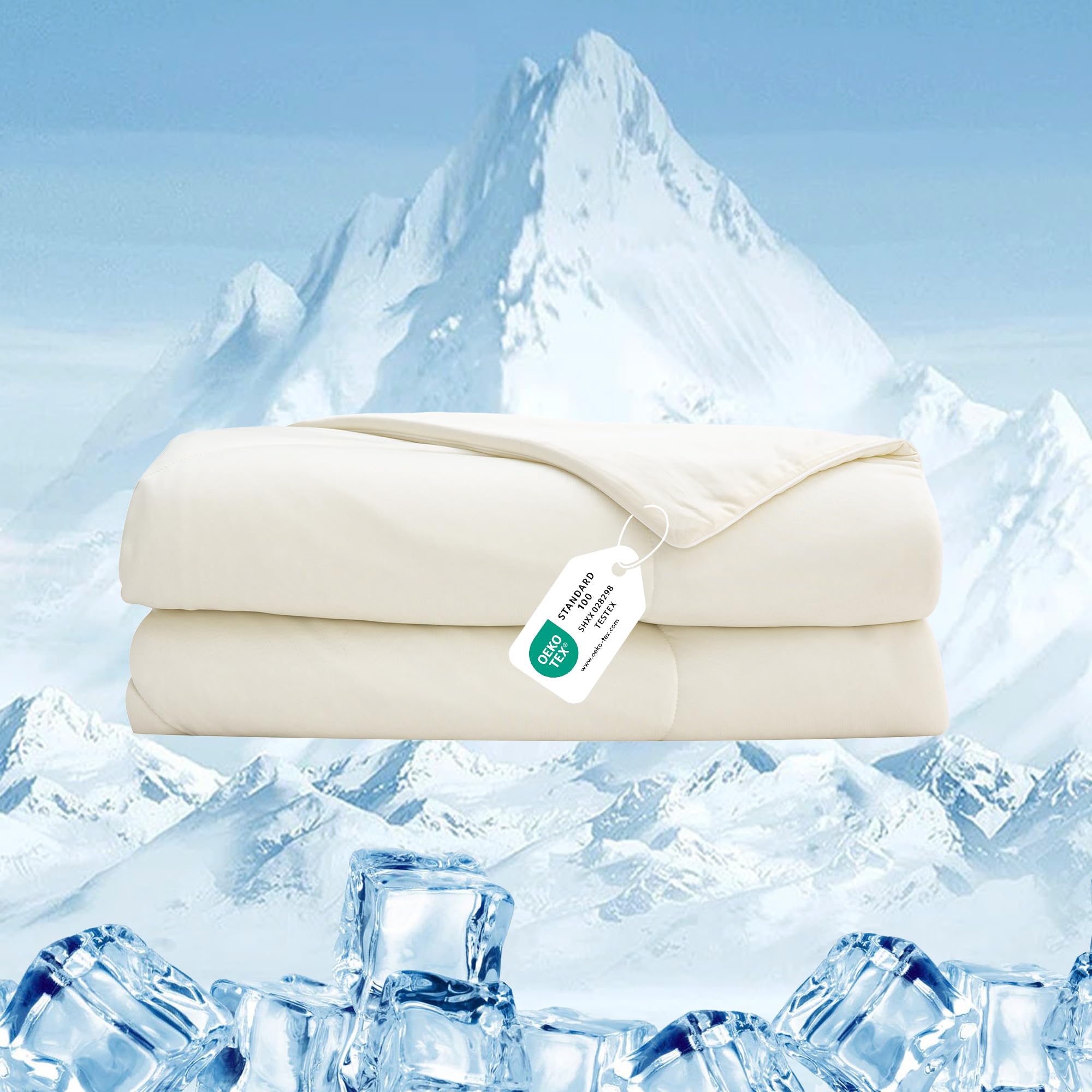 Deodar Couverture rafraîchissante 2-en-1 Couverture Double Face Auto-refroidissante Couverture de canapé Couverture de Voyage Crème 200x220