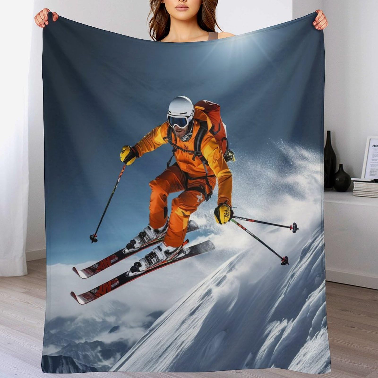 Le camping & la maison : couverture douce 150x200cm et couvre-lit ski